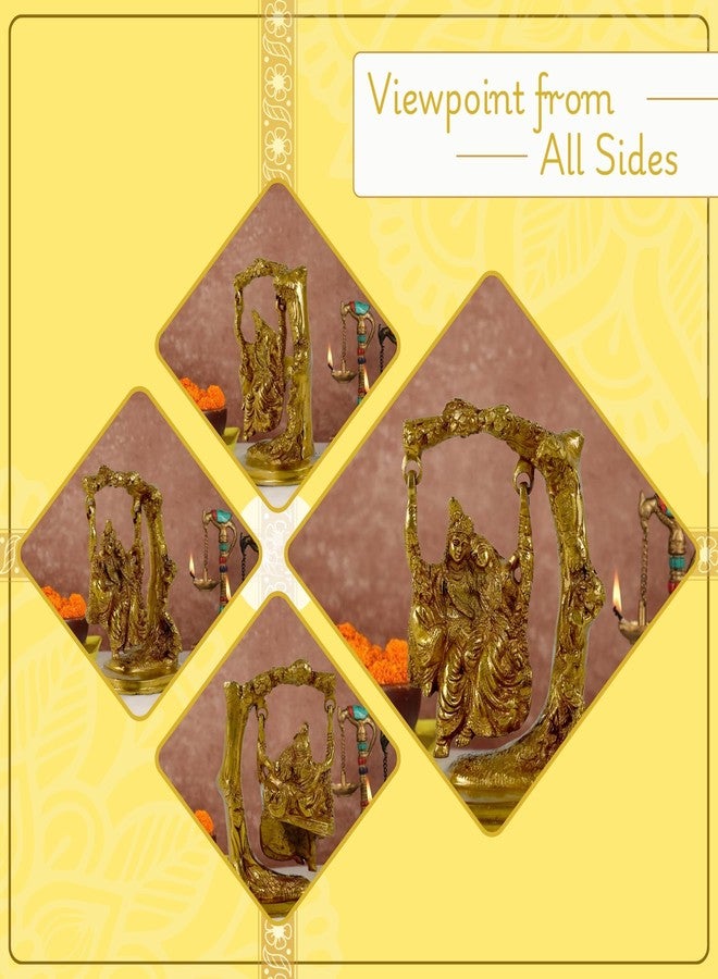 CRAFTHUT Brass Radha Krishna on Jhoola Statue - 6.6In (1.32Kg) Handmade Antique Finish Idol - Decorative Gift Showpiece - Image 2